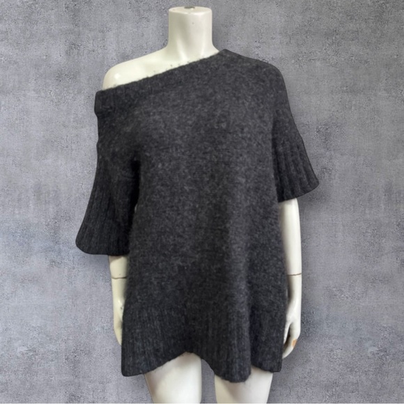 JARBO alpaca merino sweater deconstructed asymmetrical gray off shoulder medium - Picture 6 of 17